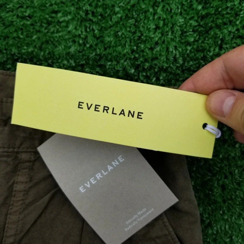 Everlane Wide Leg Pants Womens 4 Brown / Green Linen Blend Seamed High Rise Crop